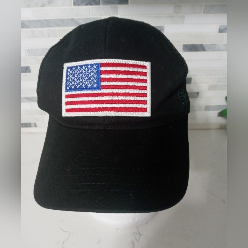 Love Your Melon black Mesh Snapback Trucker Cap Hat USA Flag patch